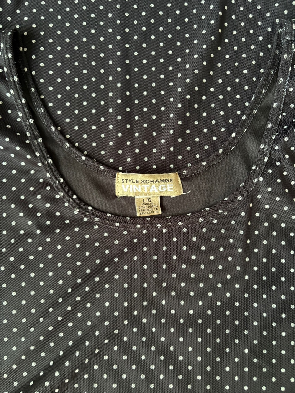 Vintage Style Exchange Black Polka Dot Mesh Maxi Dress Size Large - Picture 4 of 5